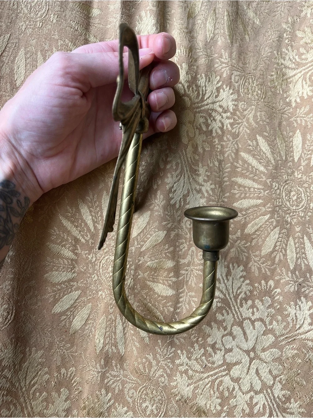 Vintage Brass Bow and Ribbon Wall Sconce Candlestick Holder